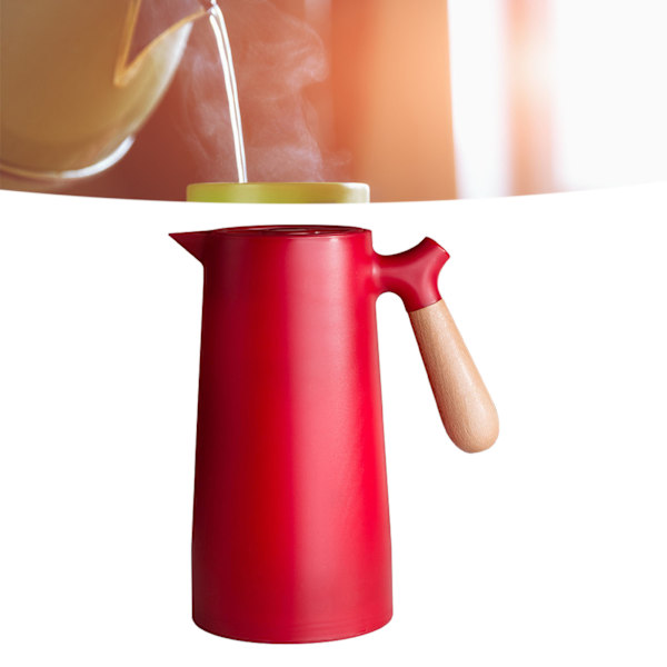 Isolerad vakuumkanna för tevatten och kaffe Glasfoder Flera lager för hemcamping Röd 1L