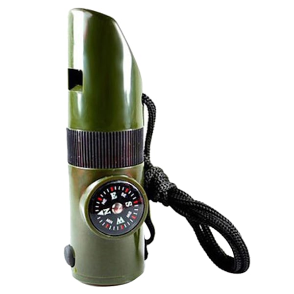2st Utomhus Multifunktion Survival Whistle Supply med nylon termometer kompass
