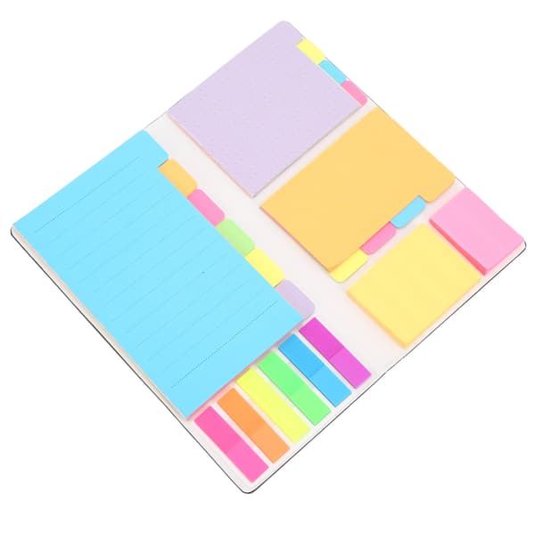 Sæt med sticky notes, genklæbelige sticky notes, klar tekstur, farverige notesblokke til arbejdsoptegnelser, forretningsgaver