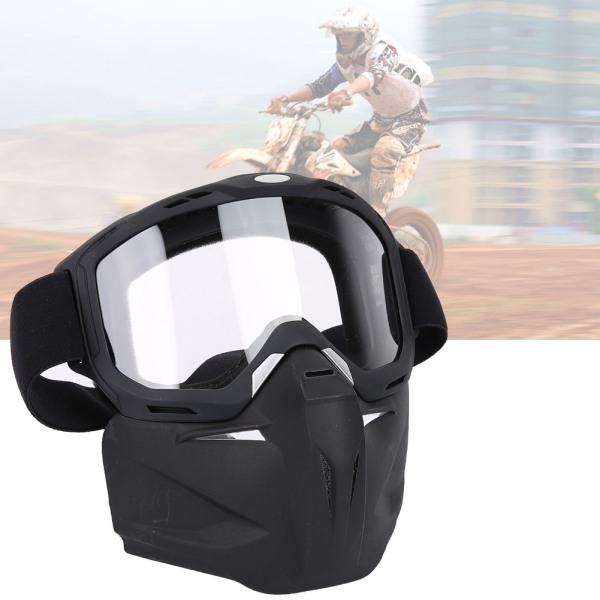 Avtagbar utomhusmask Vindtät solglasögon Cykling Motocrossglasögon (Transparent)