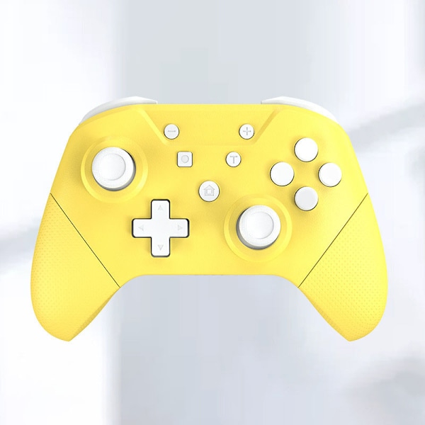 Bluetooth Gamepad NFC Somatosensory Dual Motor Vibration Trådløs Game Controller med 3D Joystick til Switch Citron Gul