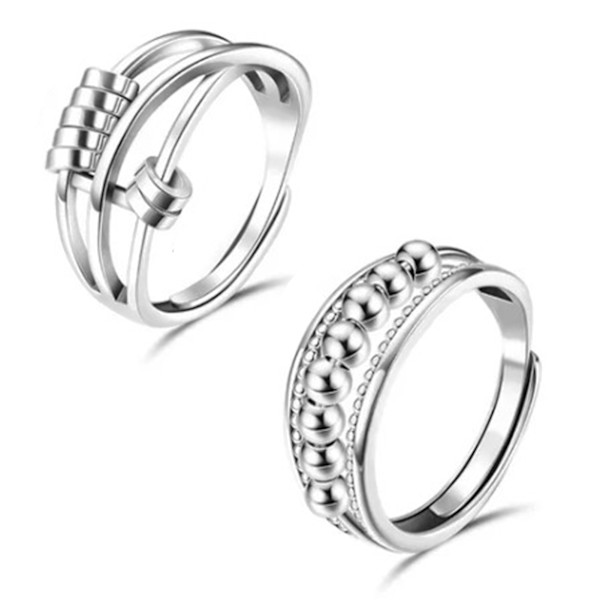 2 stk pekefinger ringer kombinasjon unisex åpen multi sirkel roterende perle legering smykker finger tilbehør