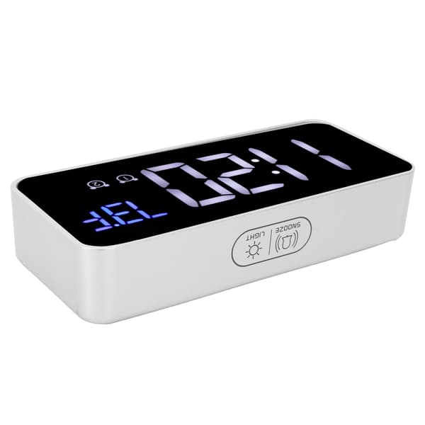 LED Digital Väckarklocka Termometer med Snooze USB-laddning Sovrum Kontorsdekoration Silver