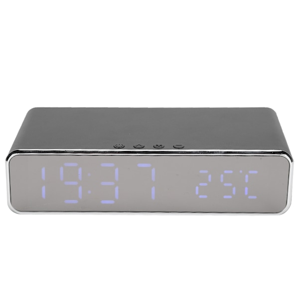 Multifunktionel trådløs oplader USB digital LED bordalarm ur termometer til xiaomi sølv