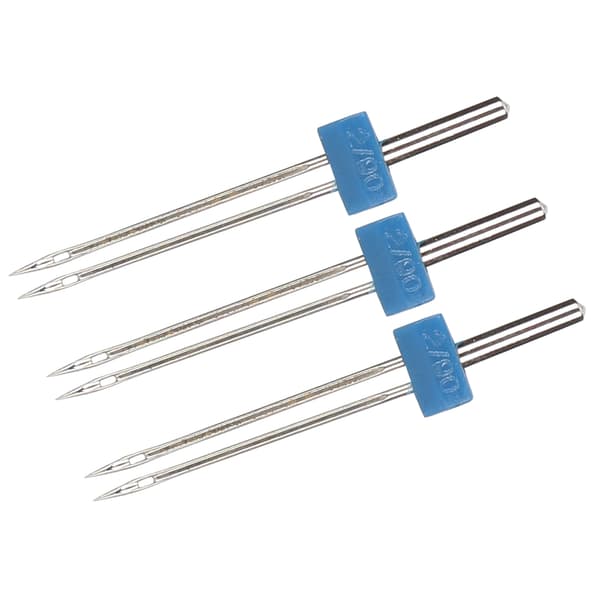 3 stk. dobbeltnåle i rustfrit stål til trådning og hækling af sting, sytilbehør, 2 mm – 3 stk./pose
