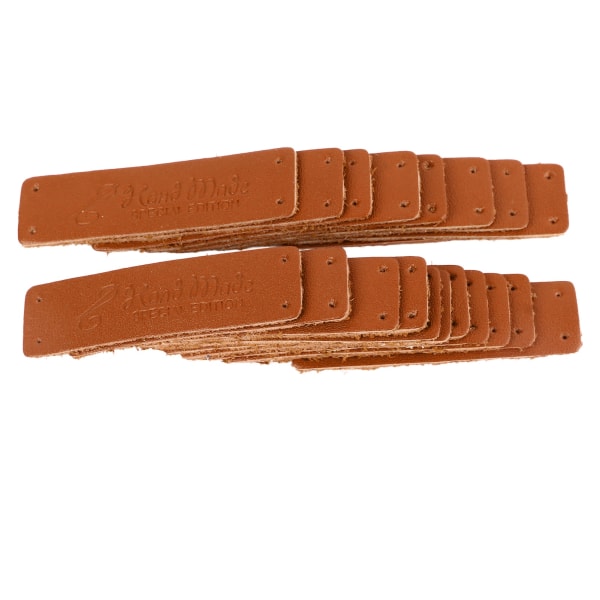 20 STK håndlavede lædermærker Multifunktions holdbare bløde øvre læder prægede etiketter til gør-det-selv-håndværk Claybank