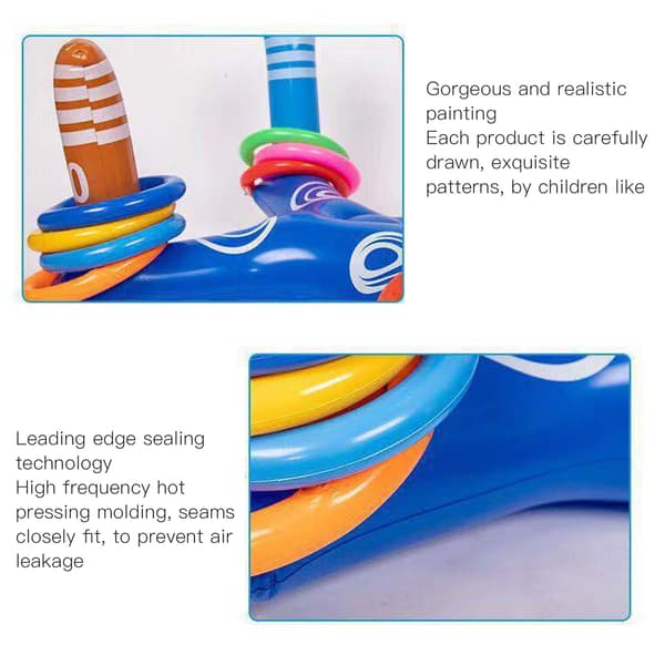 Uppblåsbar Pool Ring Toss Spel Pool Floats Leksaker Spel Set med 4st Båge och Luftpump Vattenunderhållning Interaktivt Spel