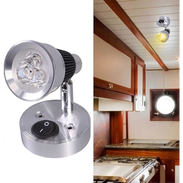 2 st 12 V LED Spotläslampa, 3W Bullet Formad Läslampa Aluminium 330 LM Väggmonterad Spotlampa