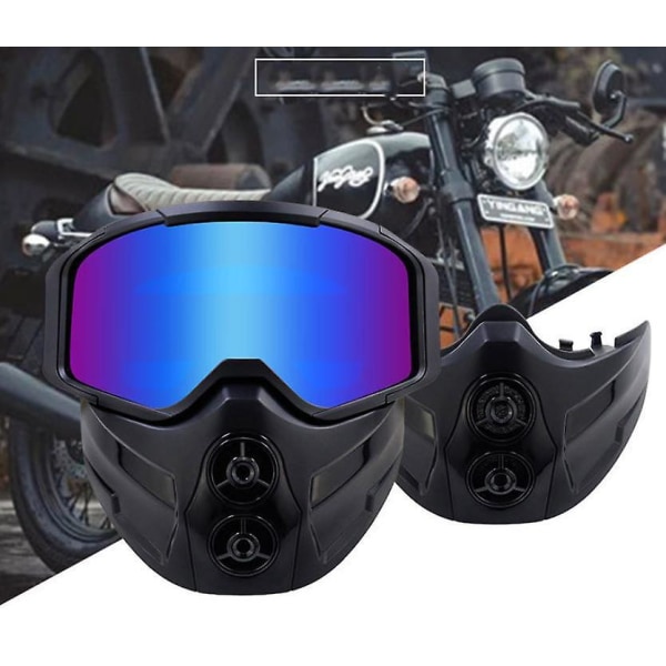 Aftagelige visir motorcykelbriller til anti-dug, vindtæt kørsel med hjelmkompatible solbriller