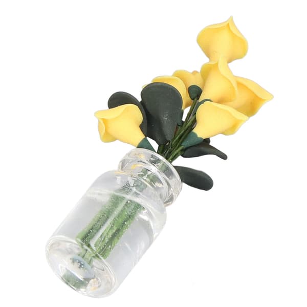 1:12 Dockhusblomma Levande Elegant Miniatyrblomma med Glasflaska Hantverksdekoration Barnpresent