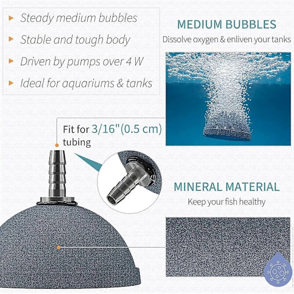 Akvarium 6cm Bröd Luftsten Bubbel Diffuser Frigöringsverktyg för Luftpumpar Fiskakvarier Hinkar Små Dammar och DWC Reservoarer