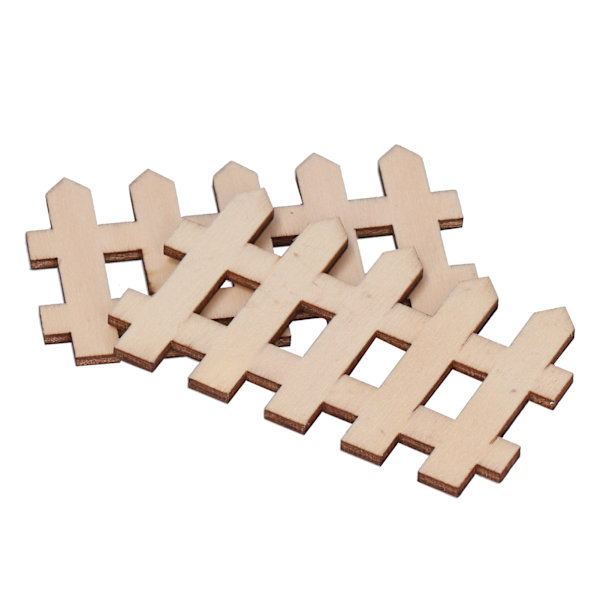 100 stk tre gjerde søte livlige trehåndverk DIY mini ornament for miniatyrlandskap