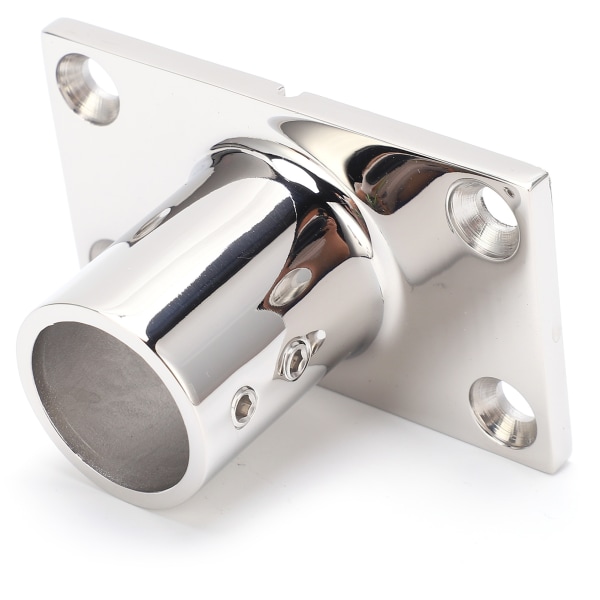 Stangbase rustfrit stål 90 grader rektangulært holdbart korrosionsbeskyttende polering Hnadrail fitting til bådyacht (25 mm)