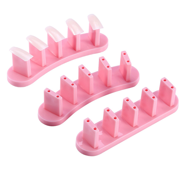 1 Set Avtagbar Nail Art Training Holder Stand 100st Practice Nageltips Rosa