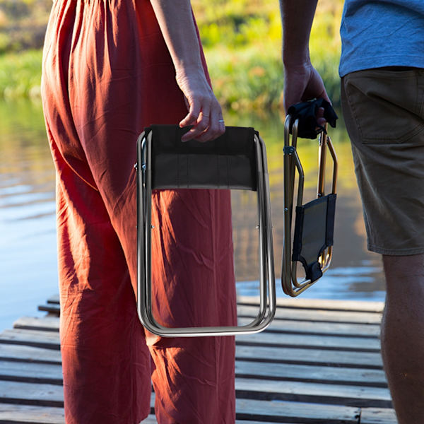 Mini bærbar sammenklappelig skammel i aluminiumlegering til udendørs stol til fiskeri, camping, picnic (sølv, M)