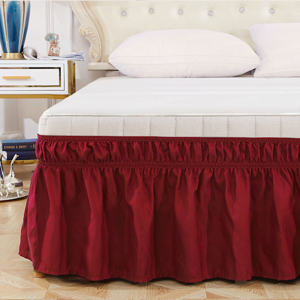 Elastisk sengekappe, vaskbar, falmebestandig, omslagssengetøj til hjem, hotel, vinrød, queensize