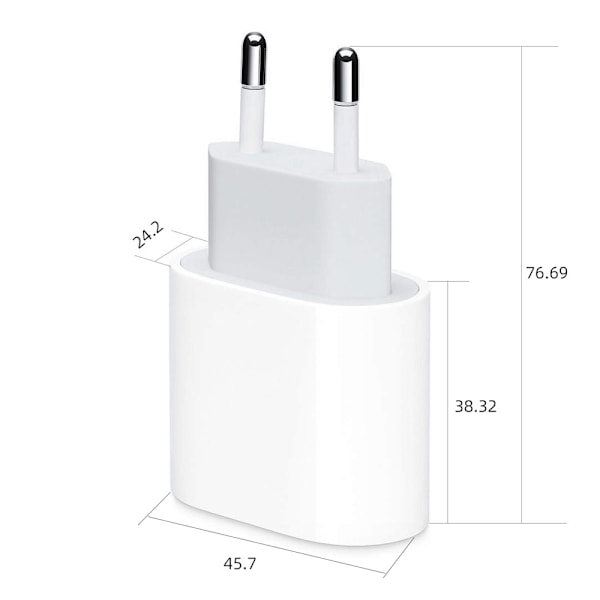 iPhone Laddare - Snabbladdare - Adapter + Kabel 20W USB-C Vit