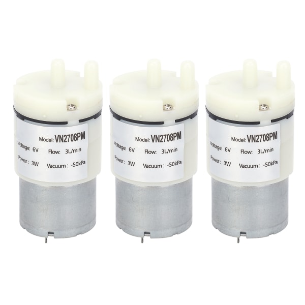 3 stk mikromembranpumpe minivakuumvannluftmotor for fisketank DC 6V (VN2708PM）