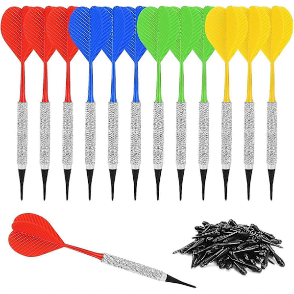Dartset med plastspets 12 st Mjuka dartpilar, Bar Dart Fäst Extra 100 Svarta Ersättnings zd QE2024