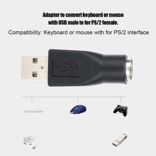 5 STK USB han til for PS/2 hun adapter konverter til tastatur mus med til PS/2 interface