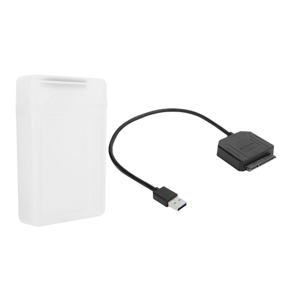 SATA USB 3.0-adapter 2,5 tum 3,5 tum SSD HDD hårddisk kabel datortillbehör skyddslåda (vit)