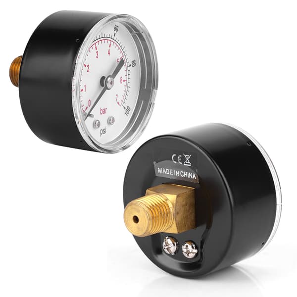 Tryckmätare 50 mm urtavla 1/4 BSPT bakre anslutning för luftvattenoljegas (0-100PSI 0-7Bar)