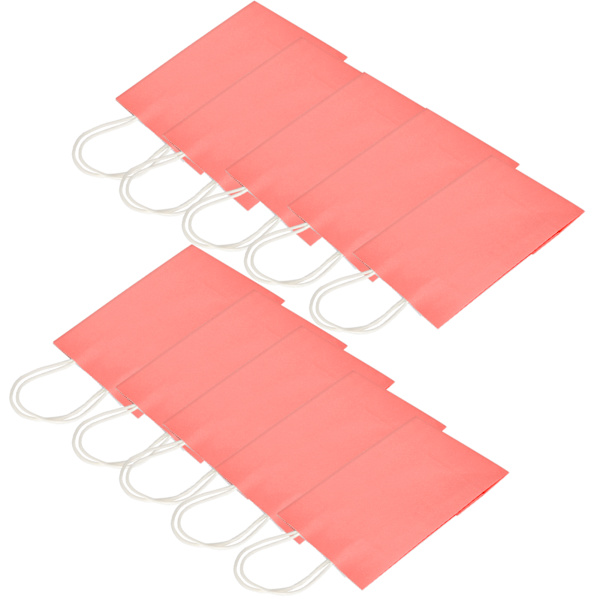 10st Bärbar Kraftpapperspåse Förpackning Presentpåse Tillbehör för shopping Födelsedagsfester15 x 8 x 21cm Rosa