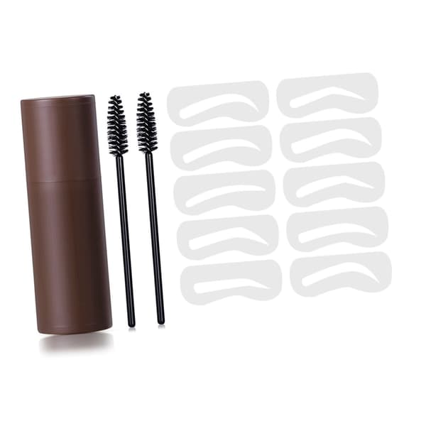 Ögonbrynsstämpelkit 10 schabloner 2 borstar Ögonbrynsmakeup-puder för hårfäste Ansiktskontur Brun