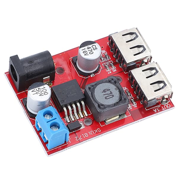 Spenningsregulatorkort Solcellekontroller 2 USB-utgang Buck-modul DC6V-30V til 5V