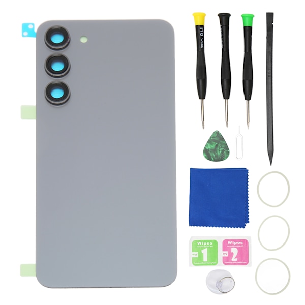 Back Glass Replacement Kit with Camera Lens and Pre Installed Tape Rear Glass Housing Cover for Samsung Galaxy S23 Plus Grey