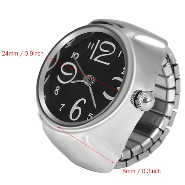 1 Stk Fashionable Kvinder Mænd Kvarts Analog Rund Finger Ring Love Watch (sort)