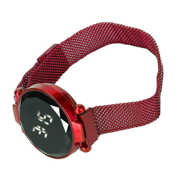 Kvinnor LED watch LED-pekskärm Stor skärm Slitstark legering Modedesign Digital LED- watch för flicka Kvinnor Vuxen Röd