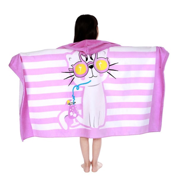 Cat Kids hættebadehåndklæde - Hurtigtørrende og superabsorberende poncho til badekar, pool, strand eller svømmebetræk (50x30)
