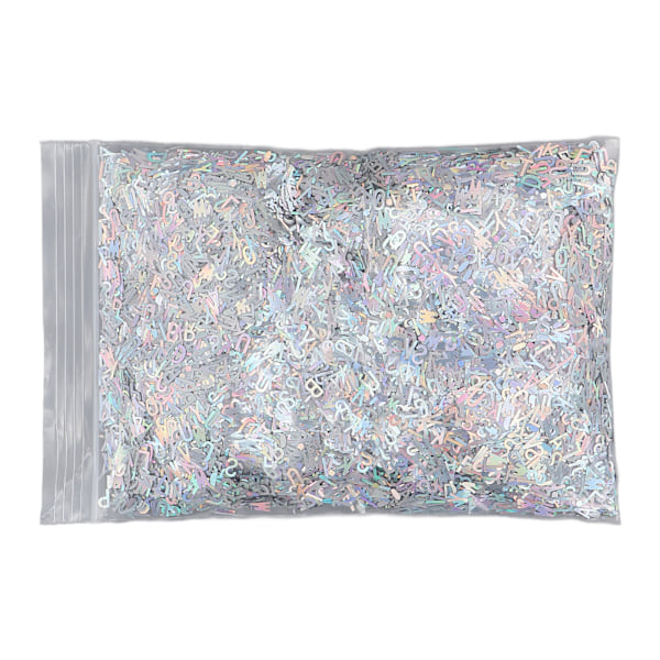 Engelska bokstavs nagelpaljetter Holografiska nagelglitter bokstäver paljetter flingor för manikyr dekoration silver 50g/1.76oz