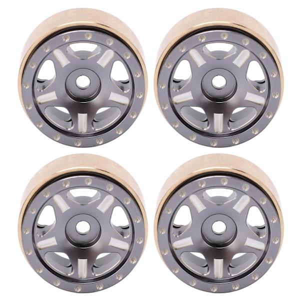 4 stk. RC Bead Lock Hubs i aluminiumlegering og messing til RC-kjøretøydekk, nav for Axial SCX24 1/24 titanfarge