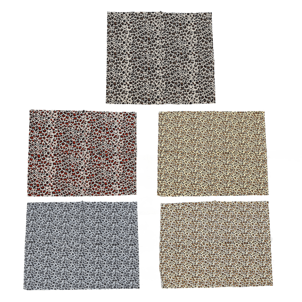 5 stk leopardtrykk stoff syark 5 farger luktfri mykt leopardtrykk vattert patch stoff