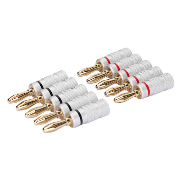 10 kpl Sound Banana Plug 24k Gold Dual Screw Lock kaiutinliitin kaiutinjohdoille kotiteatteri