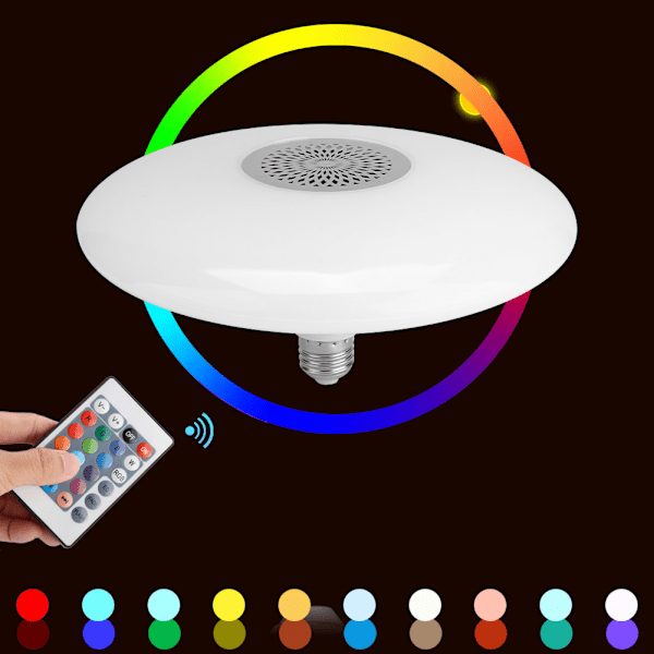 30W E27 RGBW LED-lamppu, kaukosäädin, Bluetooth-kaiutin, musiikkisoitin, AC85-260V