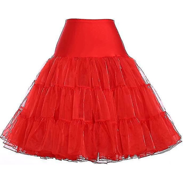 Rød Rockabilly Petticoat Skjørt for Kvinner XL