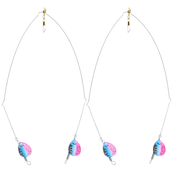 2PCS Rostfritt Ståltrådsbalansfäste Havsfiske Linrigg med Vridbara Paljetter (Blå Rosa)