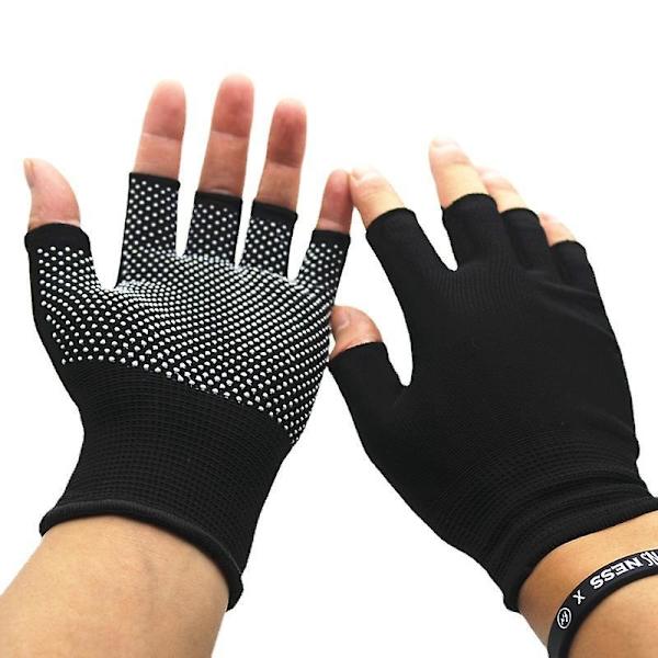 Andningsbara Nylon Halvfinger Arbetshandskar för Bygg, Fitness och Cykling