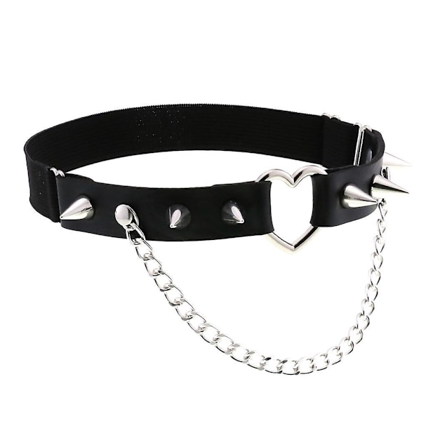 2 stk. Gothic Hjerte Elastisk Strømpebånd Justerbar Høj Elasticitet Punk Stil Nitter Design