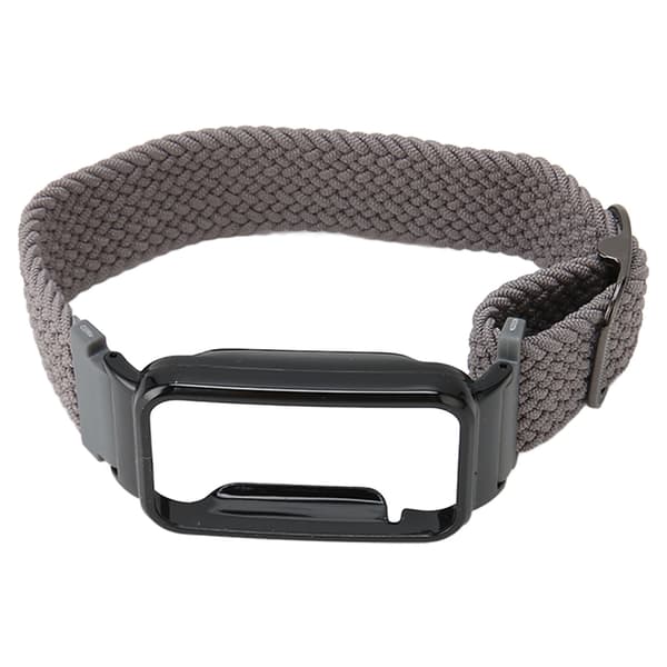 Flätat Loop-armband för Mi Band 7 Pro Justerbart Elastiskt Nylon Loop-armband med Skyddsram Grått Band Svart Fodral