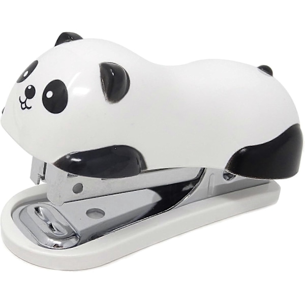 Bärbar mini söt panda skrivbords häftapparat set innehåller 1000 st nr 10 häftklamrar, lämplig för kontor, skola