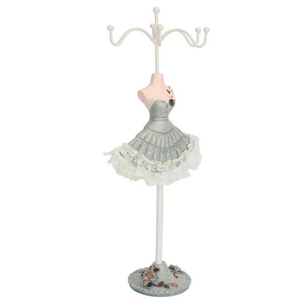 Örhängen Halsband Prinsessklänning Stativ Display Järn Mannequin Prinsess Smyckeshållare Tallgrön 4