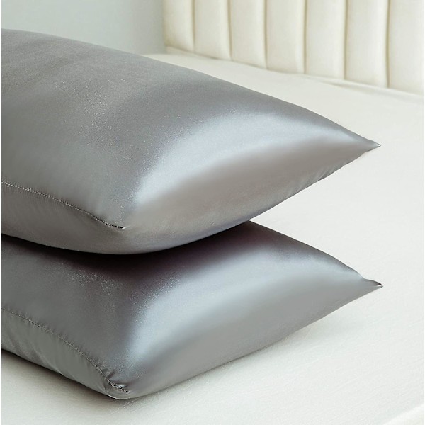 Satin Kuddar för Hår och Hud, Grå, 2-pack, 20x26 Tum