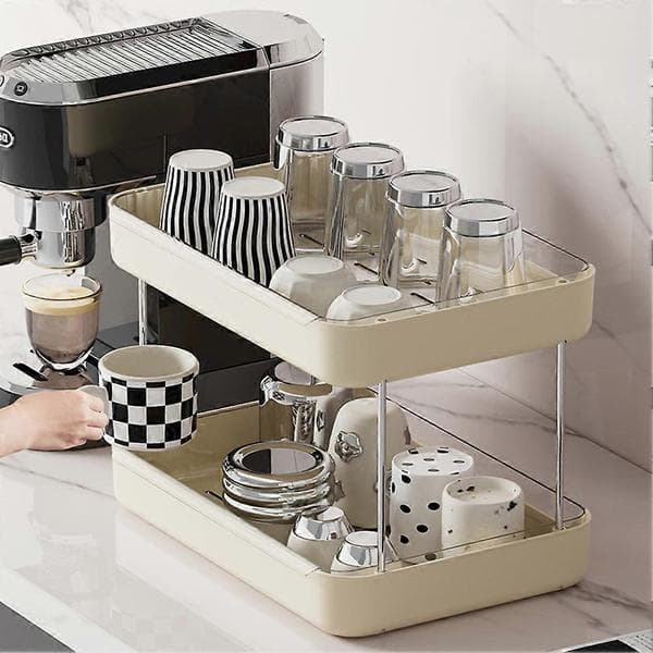 Bordopbevaringsstativ Stor kapacitet Krusholder med drænbakke til køkkenet 1 STK Sort 1PCS Black No Drain Tray