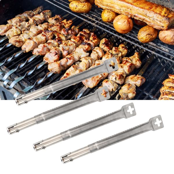4 stk. teleskopiske rørbrændere i rustfrit stål til grill, reservedele til Brinkmann