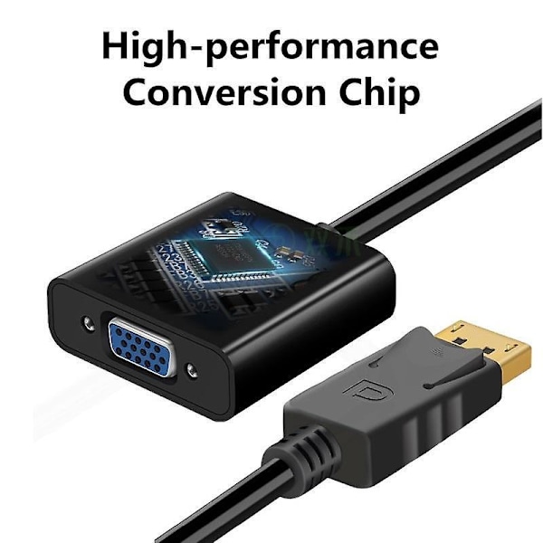 High Definition DP til VGA Adapterkabel - 1080p Videokonverter i Ren Kobber