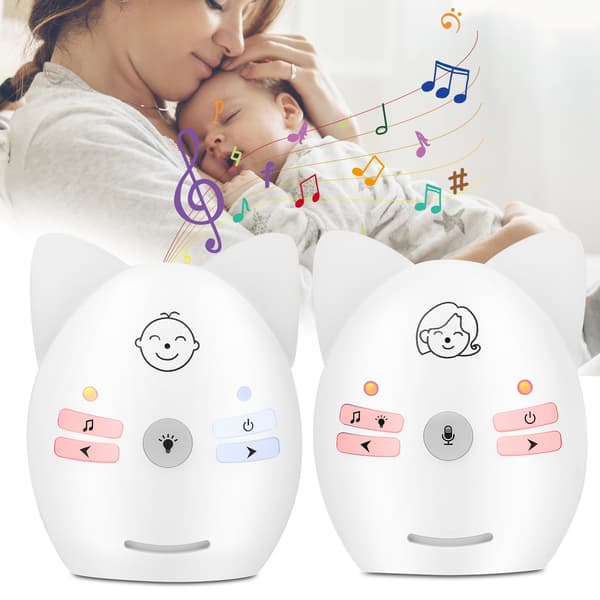 Digital lydbabymonitor Bærbar trådløs toveis spedbarnsmonitor med nattlys (EU-plugg lydmonitor)